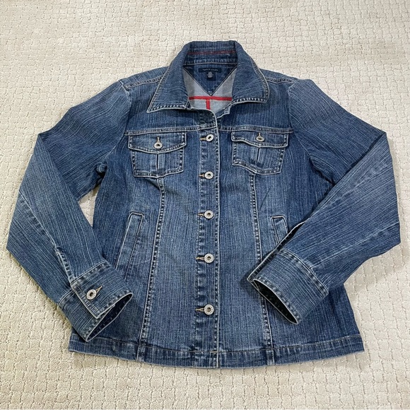 Tommy Hilfiger Women’s Denim Button Up Jacket Size Lg - Picture 1 of 7